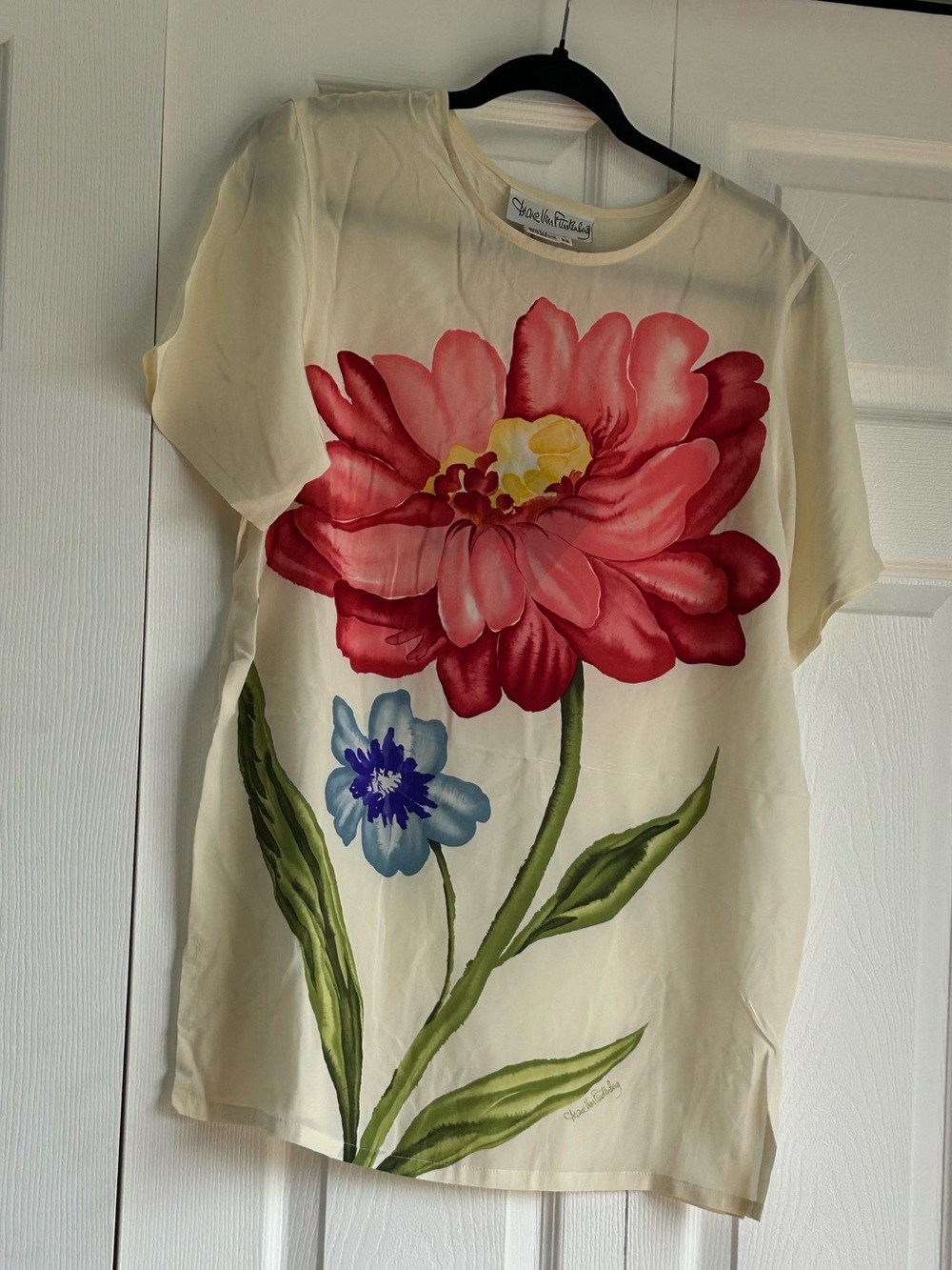 Vintage Diane Von Furstenberg Silk Floral Blouse XS